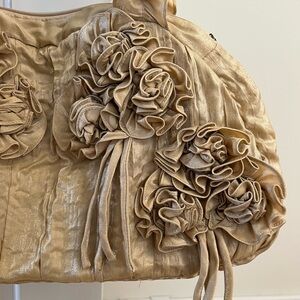 Anthropologie Gold Floral Appliqué Hobo Bag vintage funky